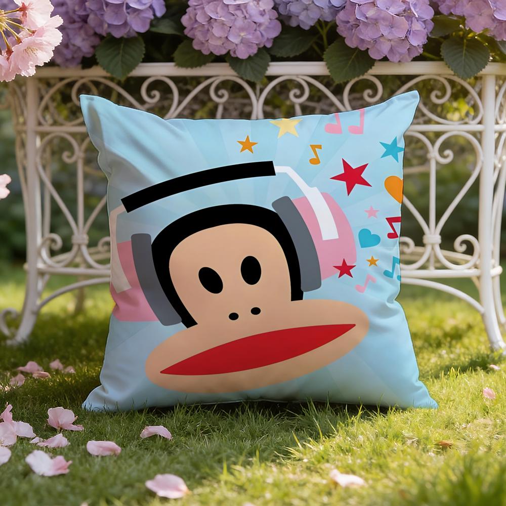 Cartoon P-Paul Frank Monkey Cushion Cover Home & Car Dual-Scene Pillow Cover: Reversible for Premium Comfort