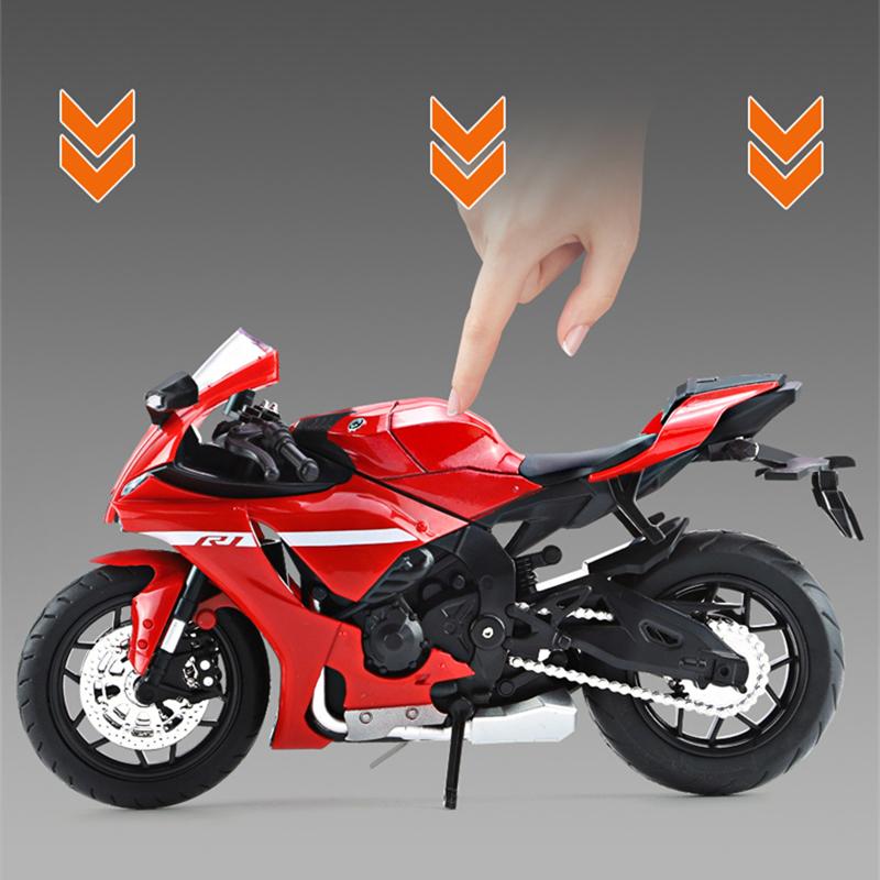 1/12 YAMAHA YZF-R1 Alloy Racing Motorcycle Model Diecast Street Sports Motorcycle Model Simulation Sound Light Kids Toys Gift