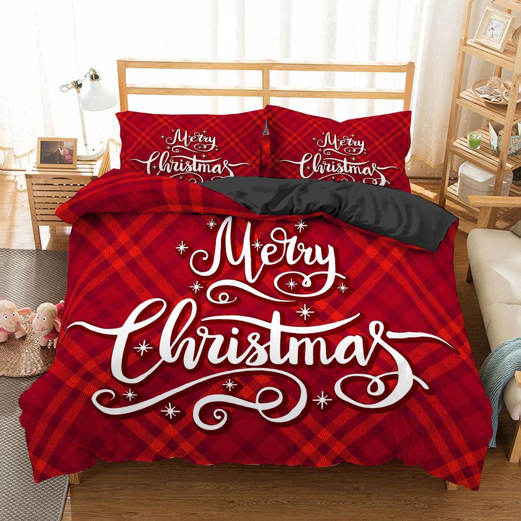 3D Christmas Bedding Set Christmas Atmosphere Decoration HD Printing Duvet Cover 2/3 Pieces AU/EU/US/UK/DE Full-size Soft Home Decoration