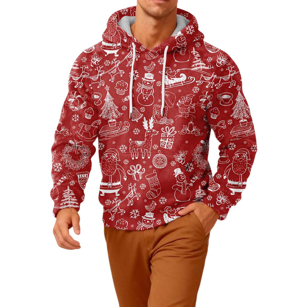 Herr Långärmad Ledig Flanell Huvtröja