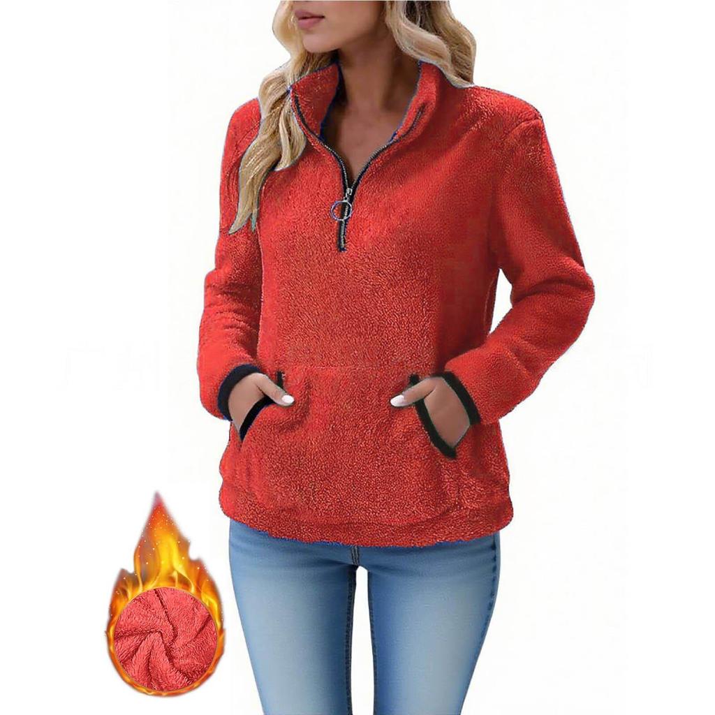 2025 Women's Autumn/Winter Double-Sided Fleece Half-Zip Plush Sweatshirt
