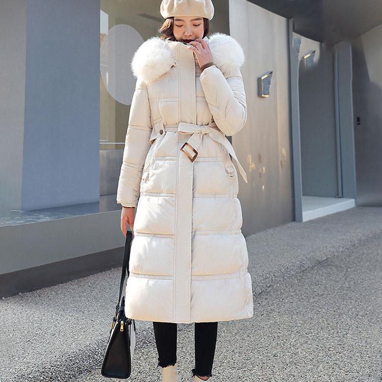 Down Jacket Women's Winter Long Cotton-padded Over The Knee Korean Loose Thickened Solid Color Padded Jacket