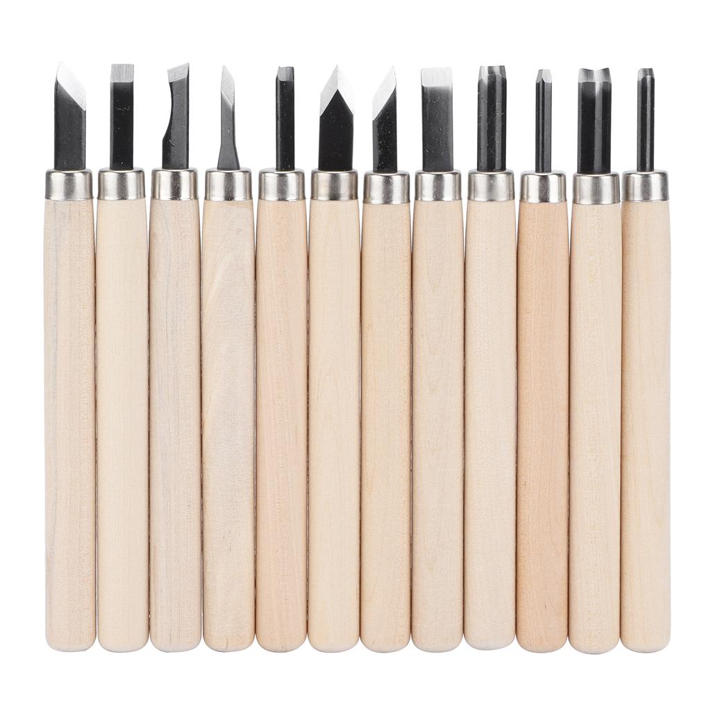 12Pcs Wood Carving Tool Set 55# Steel Sculpture Knife with Storage Box for Soft Materials
