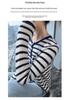 Women's Striped Cashmere Sweater Cardigan - Long Sleeve, Round Neck, Color Block, Fashionable and Age-Reducing for Winter.