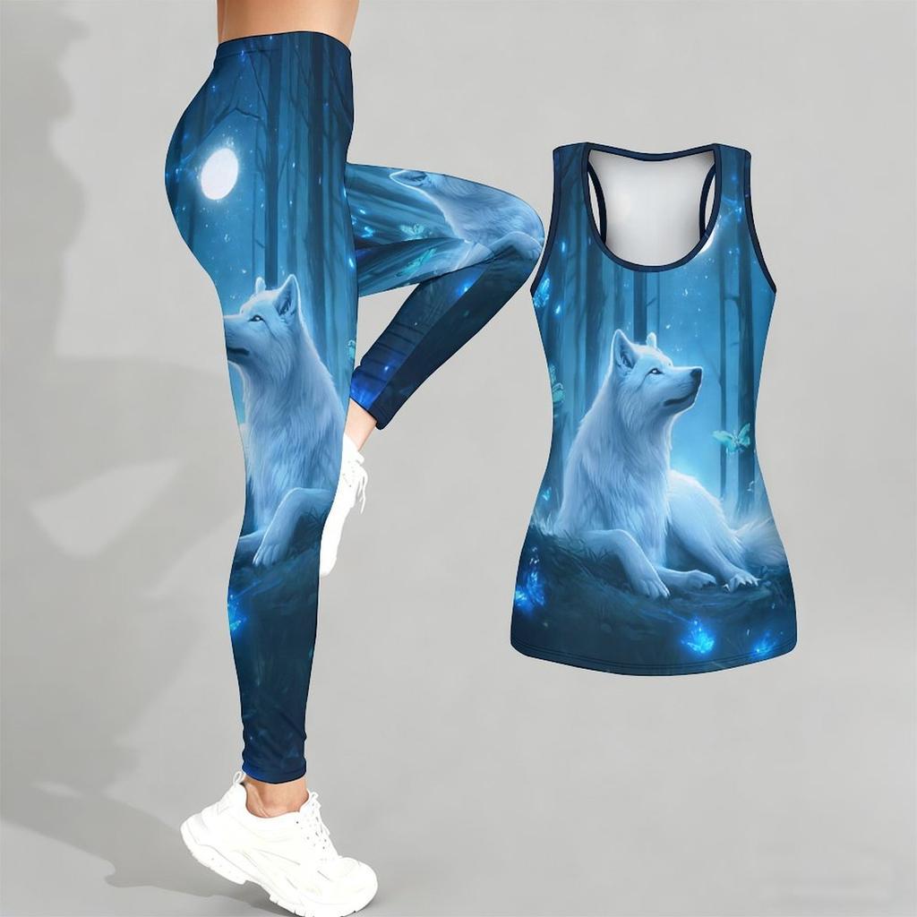 Animal Pattern Print Yoga Outfit for Women Fashion Workout Leggings Fitness Sports Casual Yoga Set Sports Suit