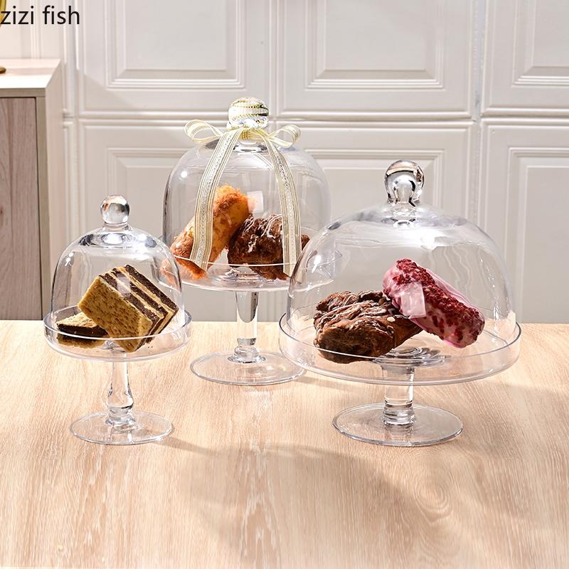 Suport de prăjitură cu picioare înalte Tavă de prăjitură Capac din sticlă Farfurie pentru desert Tavă pentru pâine Suport de afișare Vase Dim Sum Farfurie cu fructe Farfurie pentru gustare Tavă pentru tort