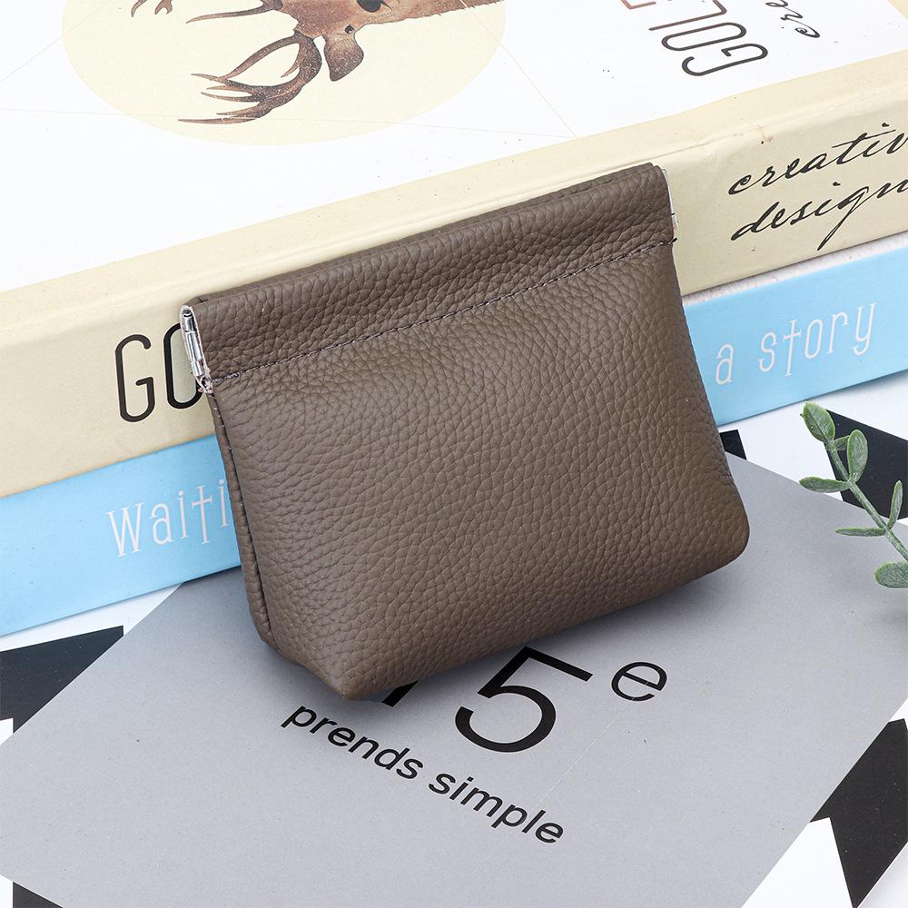 

Women s Genuine Leather Coin & Lipstick Pouch with Spring Clip & Automatic Closure хакі
