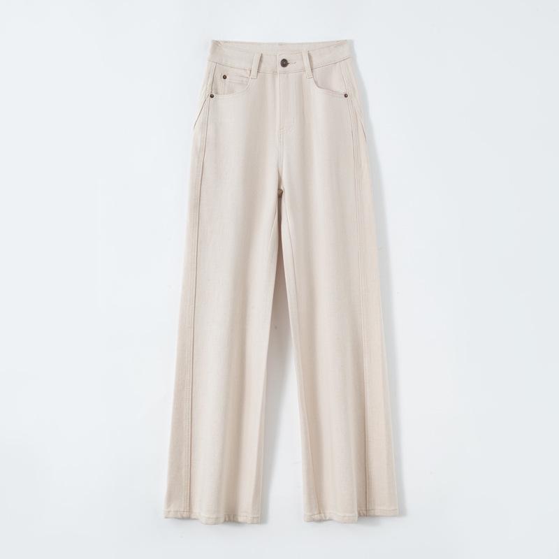 

Женские джинсы цвета слоновой кости с высокой посадкой и прямыми штанинами, повседневные укороченные весенние брюки, коллекция 2025. Size 26