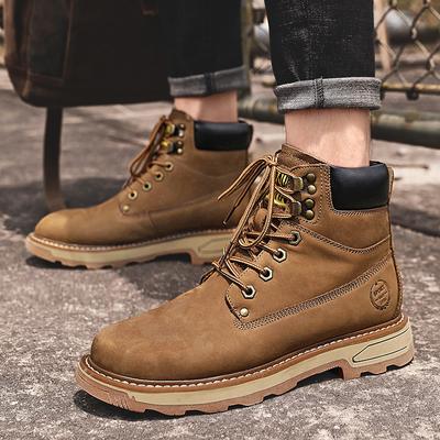 Boots Men's Winter Large Size Cowhide Martin Boots Men's Outdoor Sports High Top Shoes Men's Rhubarb Boots Tooling Men's Boots
