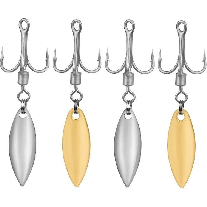 THKFISH Bladed Treble Hooks with Willow Blade Replacement Bladed Spinner Treble Hooks for Trout Bass Freshwater Saltwater Sliver/Glod 10pcs #4#6#8 #4-10PCS