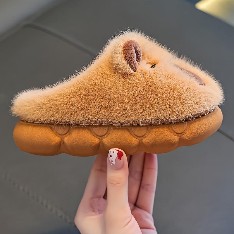 Papuci de pluș pentru copii - Papuci de casă de interior moi, căptușiți cu lână moale, pentru băieți și feteDesign drăguț de desene animate  Perfect pentru uz casnic toamnă/iarnă