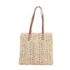 Square Hollow Straw Beach Bag Handmade Woven Shoulder Bag  Rattan Shopping Travel Bag Bohemian Summer Vacation Casual Tote