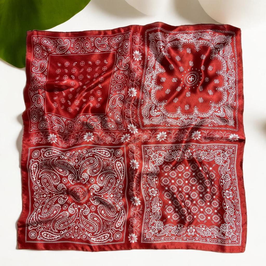 Women's Vintage Paisley Faux Silk Scarf: Versatile Headband, Hair Tie, Bag Accessory for Spring & Autumn.
