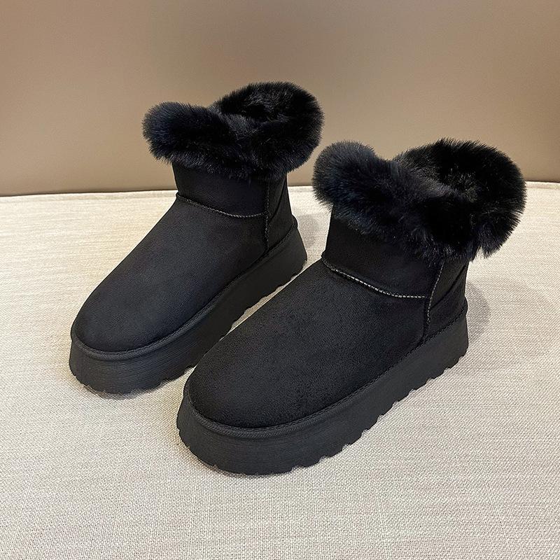 Large size autumn and winter new thick-soled heightening snow boots women's shorty Le suede waterproof, non-slip and warm cotton