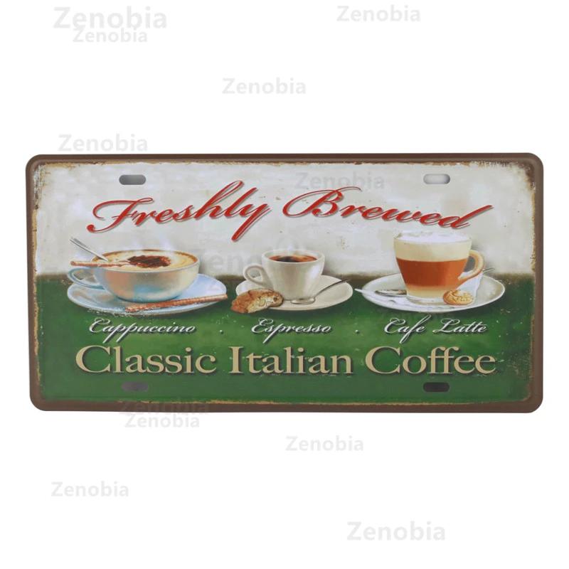 Open and Closed Coffee Bar Metal Sign Wall Art Murals Vintage Tin Poster Shabby Plaque Retro Plates Pub Cafe 3D Home Decoration