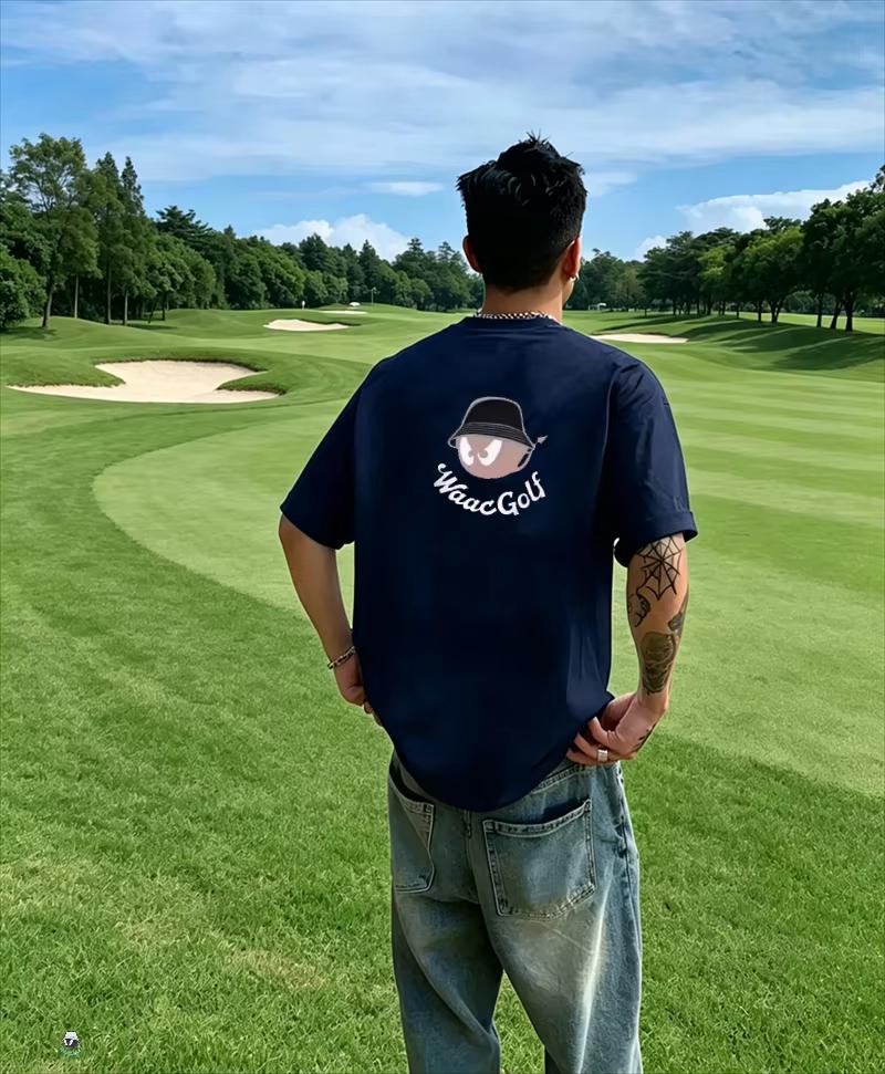 White Trendy Golf Wear Brand Tshirt Cotton Graphic Tee Unisex Unisex Summer Streetwear