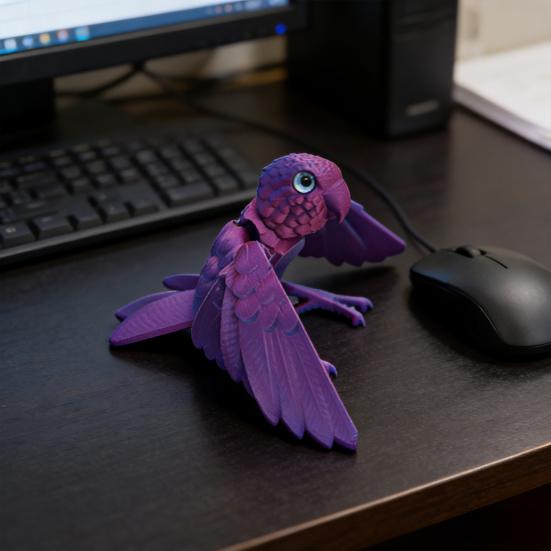3D Printed Flexible Parrot Model Articulated Bird Figurine with Wing And Movable Joint Collectible Animal Ornaments for Home Office