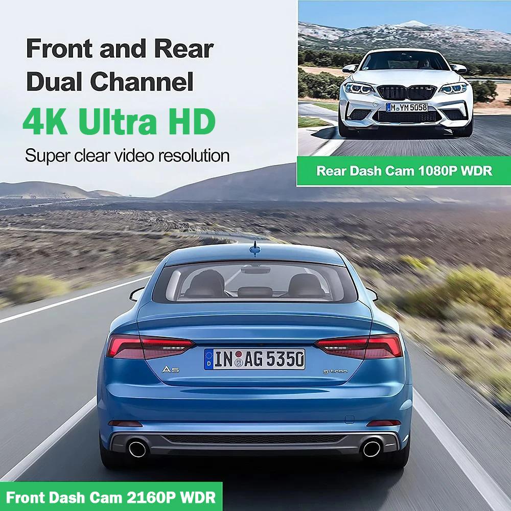 4K Car Dvr WIFI APP Dash Cam for Car GPS Video Recorder Front and Rear View Camera Night Vision Black Box Parking Monitor Car