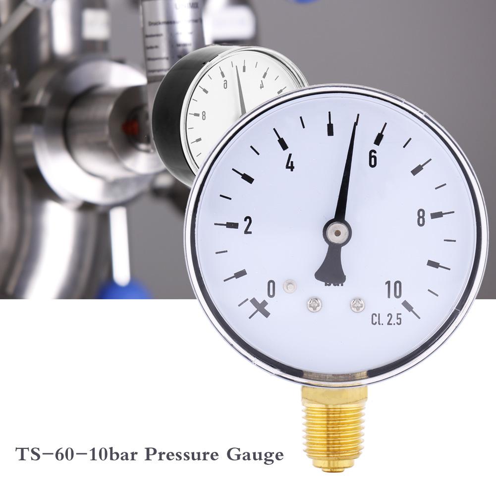 Air Oil Water Pressure Gauge 1/4 Inch NPT 0-10 Bar Side Mount Manometer Water Pressure Gauge Air Pressure Gauge Manometer