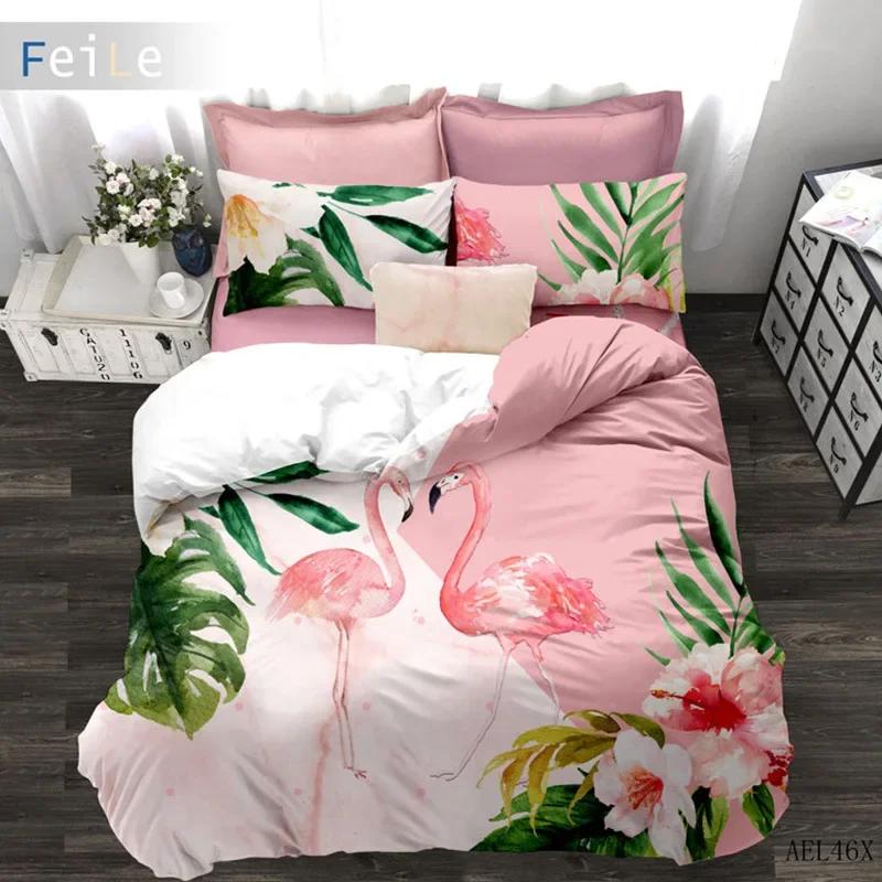 

Best.Wensd Quality Duvet Cover Sets King Size Reactive Printing Flamingo Rainforest Bedding Sets 100% EU Single(135*200cm)3pcs