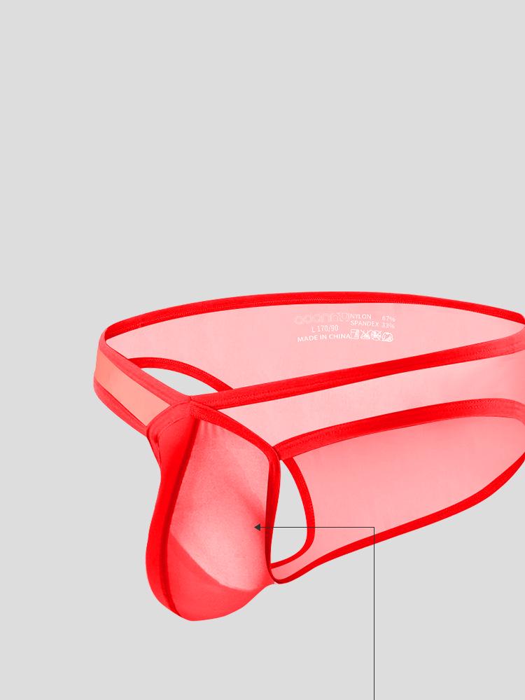 Men's Transparent Low-Rise Breathable Pouch Briefs for Sports Fitness