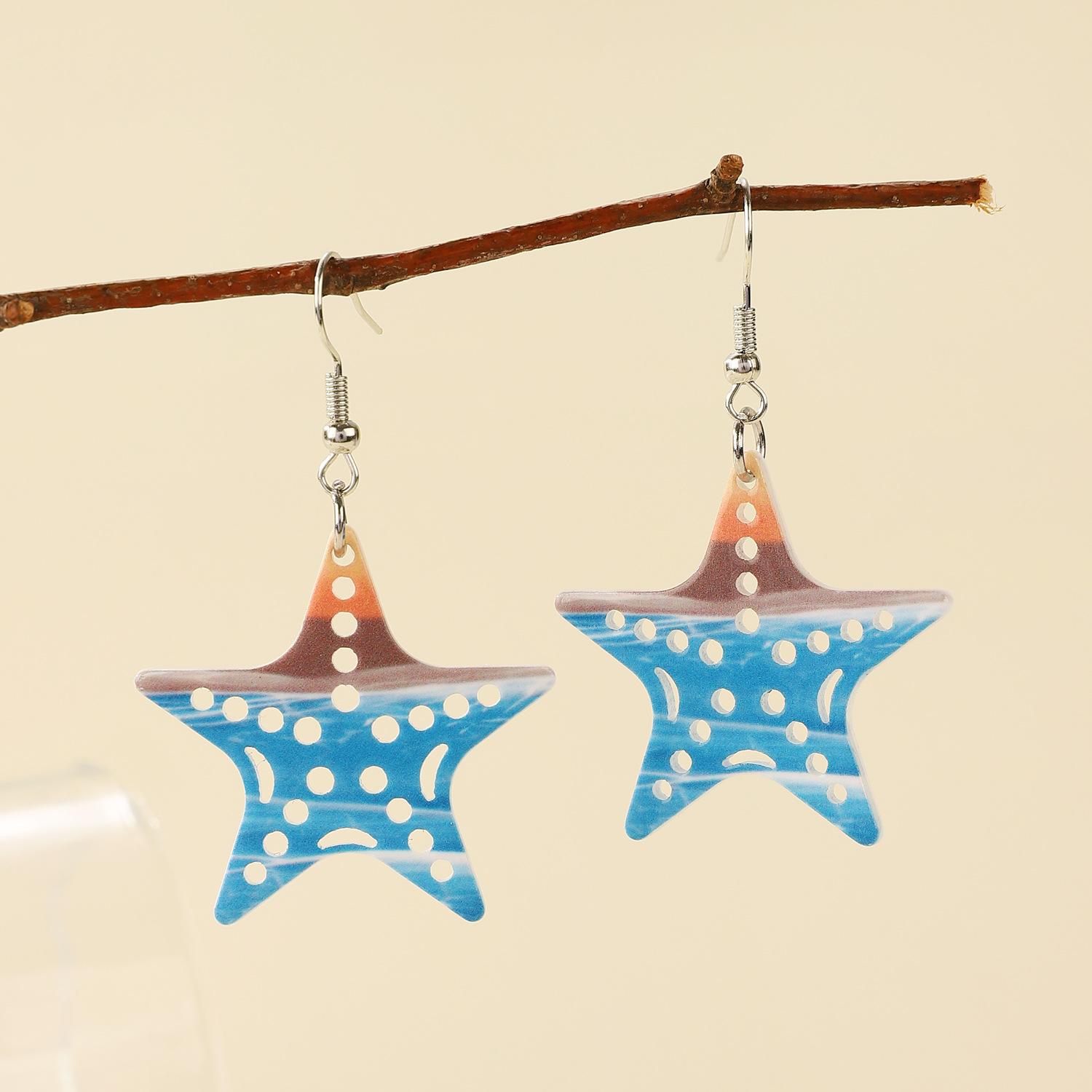 

Жіночі акрилові сережки Ocean Wind Holidays Sea Horse Turtle 1 pair-(star)