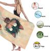 Playful Cartoon Cat Dog Beach Towel, Black Blue Furry Creatures Oversized Quick Dry, Sand Free Lightweight Travel Pool Mat