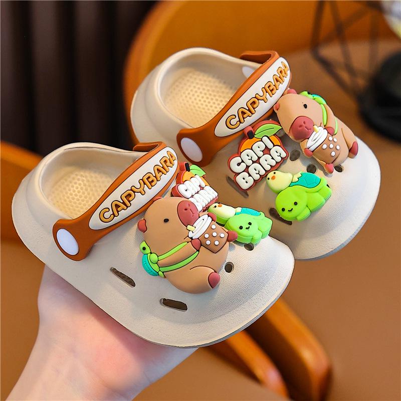 Capybara Boys' Closed-Toe Summer Sandals: Non-Slip Indoor Baby Shoes with Soft Soles.