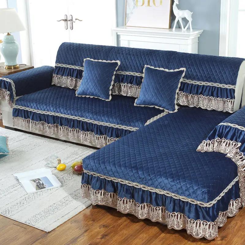 Four Seasons Sofa Cover Modern Minimalist Sofa Lace Cushion Winter Plush Household  European Anti Slip Fabric Sofa Napkins