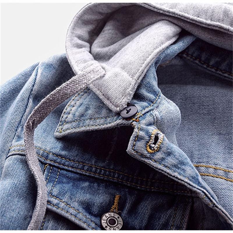 Women's Korean Fashion Long Sleeve Jean Jacket Slim Hooded Short Denim Jacket Woman Coat