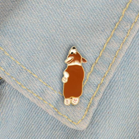 Talos Cute Corgi Dog Enamel Brooch Pin Unisex Denim Jacket Collar Sweater Scarf Badge