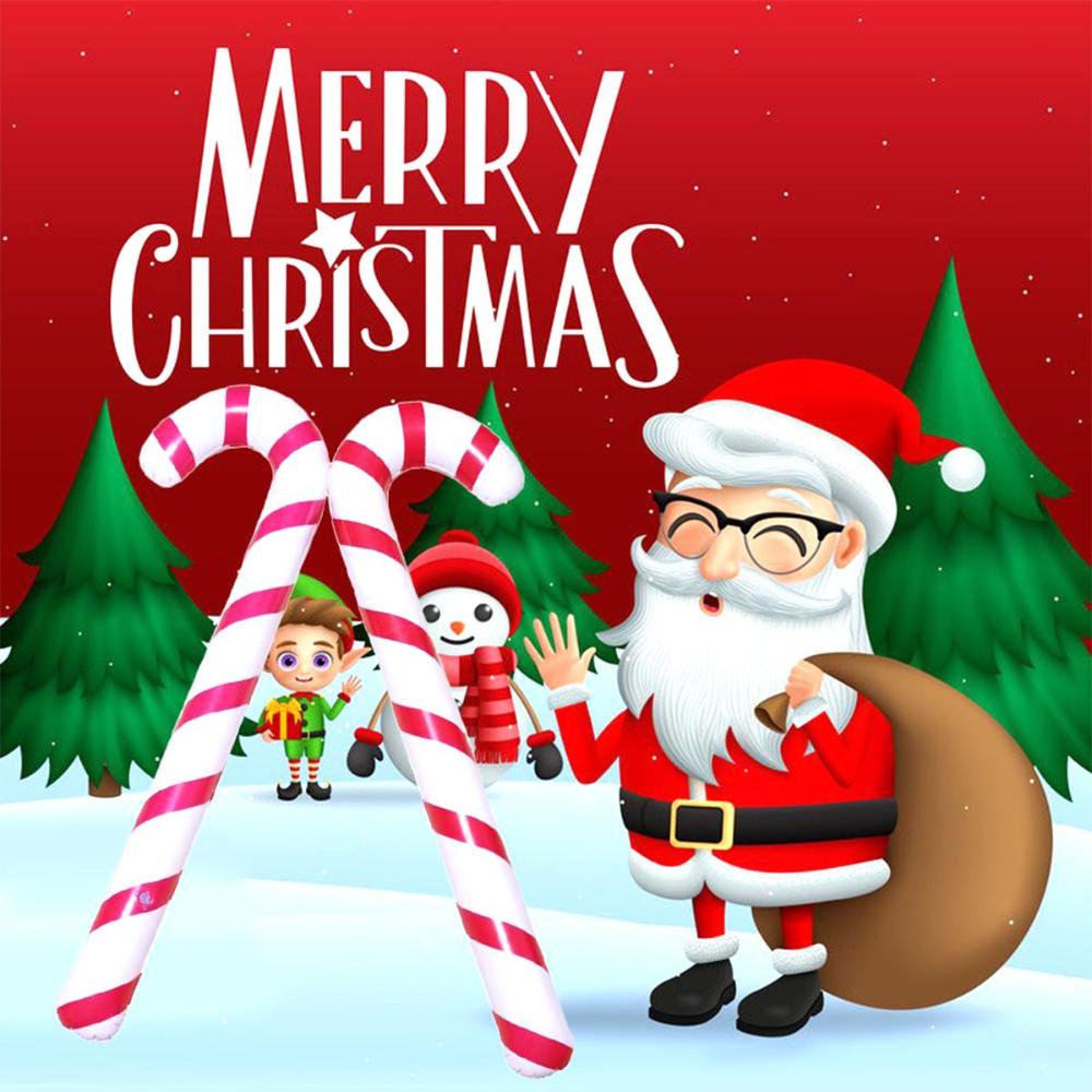 Christmas Decoration Inflatable Toys Christmas Candy Cane Santa Claus Walking Stick Crutch Balloons
