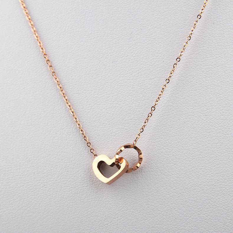 Heart Pendant Clavicle Chain Necklace - Titanium Steel Fashion Jewelry for Women