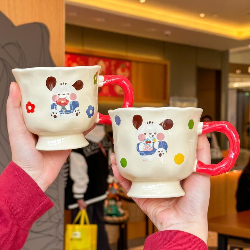 Birthday Gift for Girls, Cute Polka Dot Pacha Dog Goblet, High-value Ceramic Mug, Gift Box