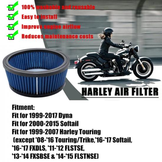 Blue Big Sucker Stage Air Filter Cleaner Element for 99-17 Harley Davidson Dyna