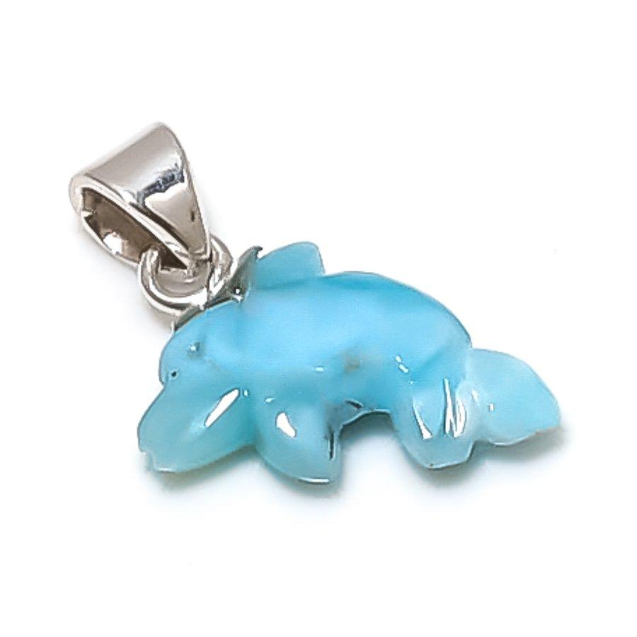

Natural Larimar Gemstone Handmade 925 Sterling Silver Jewelry Pendant 0.75 S3O54