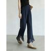 Women Elastic Waist Chiffon Flared Cropped Pants Split Ruffle Hem Sheer Wide Leg Capri Trousers Lightweight Summer Office Casual Flow Pants