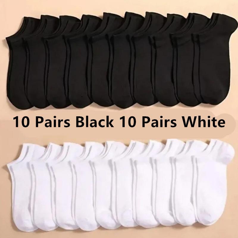 5/10/20 Pairs White Casual Breathable Socks Boat Socks For Women Men Invisible Low Cut Silicone Non-slip No-show Ankle Socks