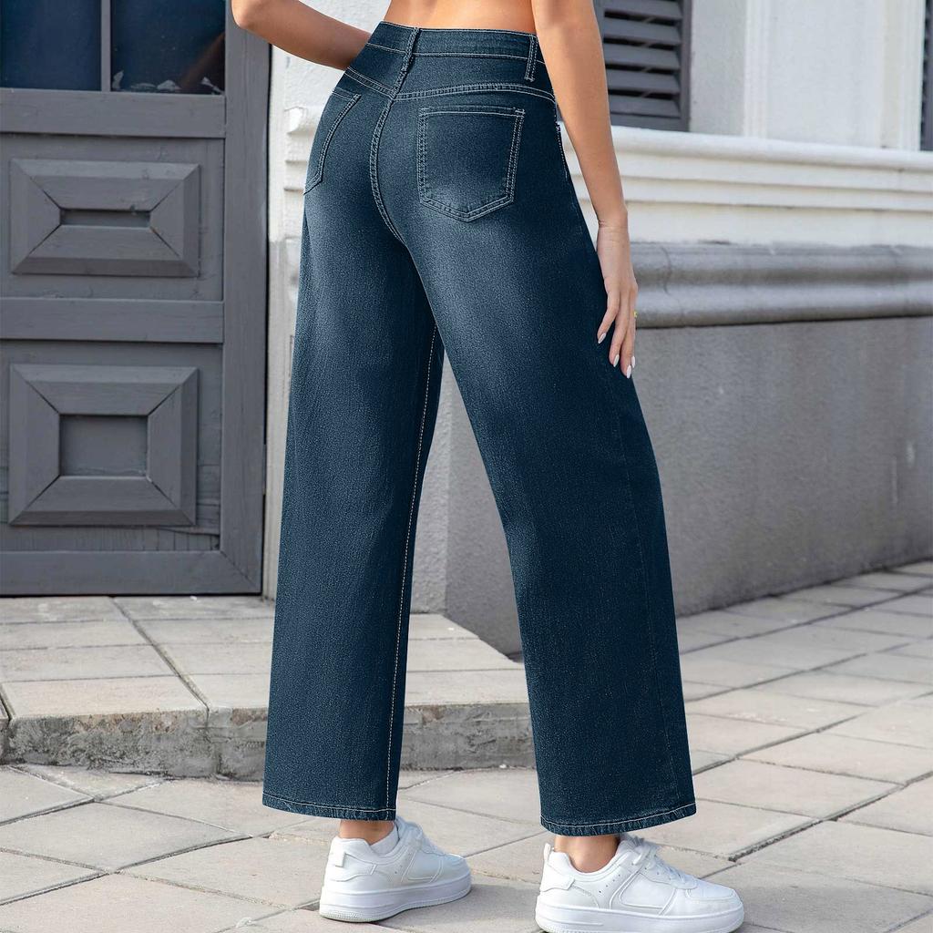 Women Winter Thciken Fleece Keep Warm Denim Jeans Ladies High Street Straight Pants