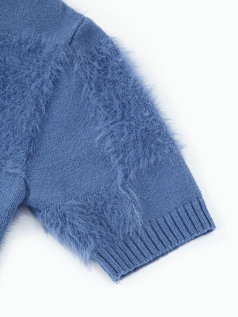 MEENDERI Soft Checkerboard Knit Top - Blue