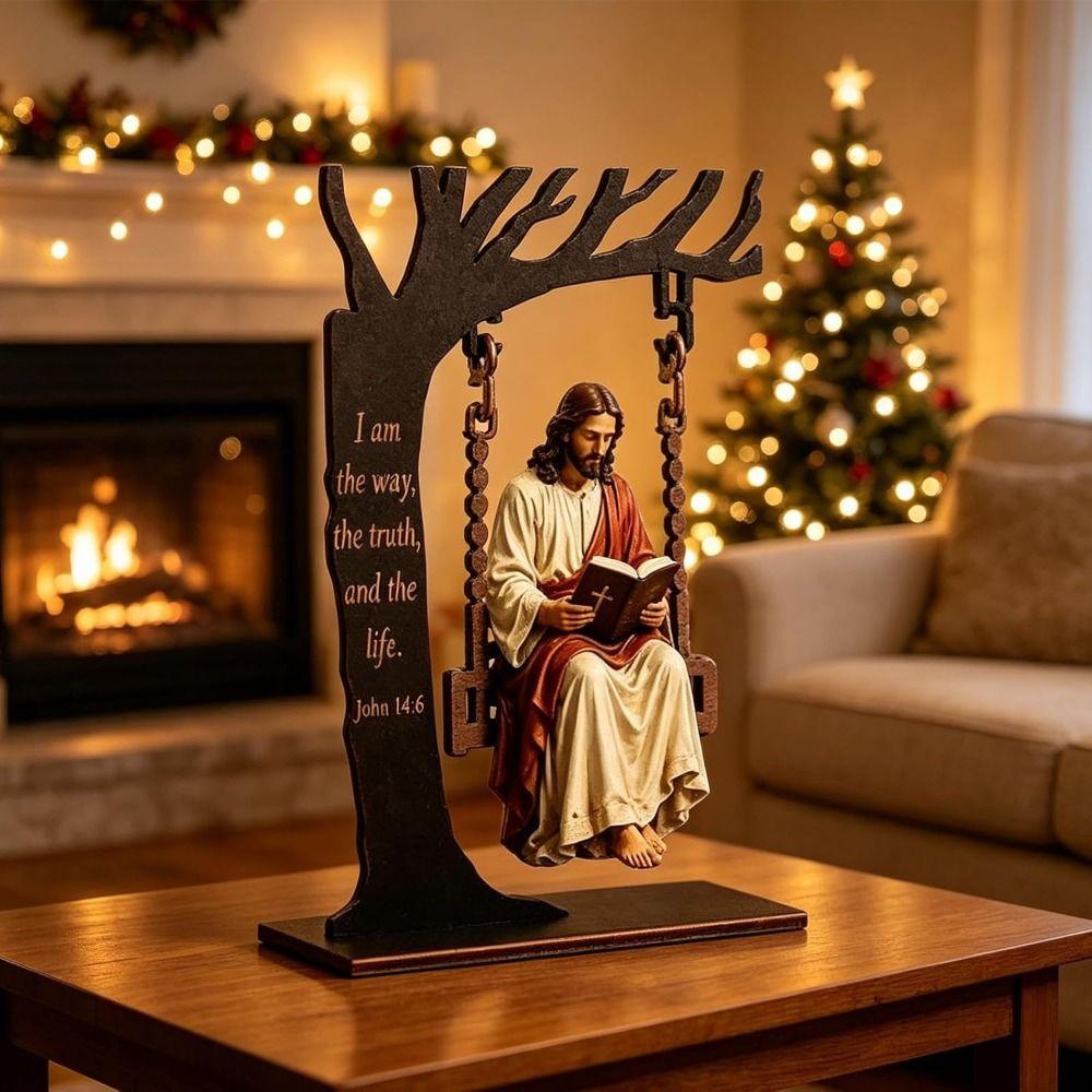 Swing Reading Figurine Freestanding Base Christian Swing Ornament  Christian Table Decor