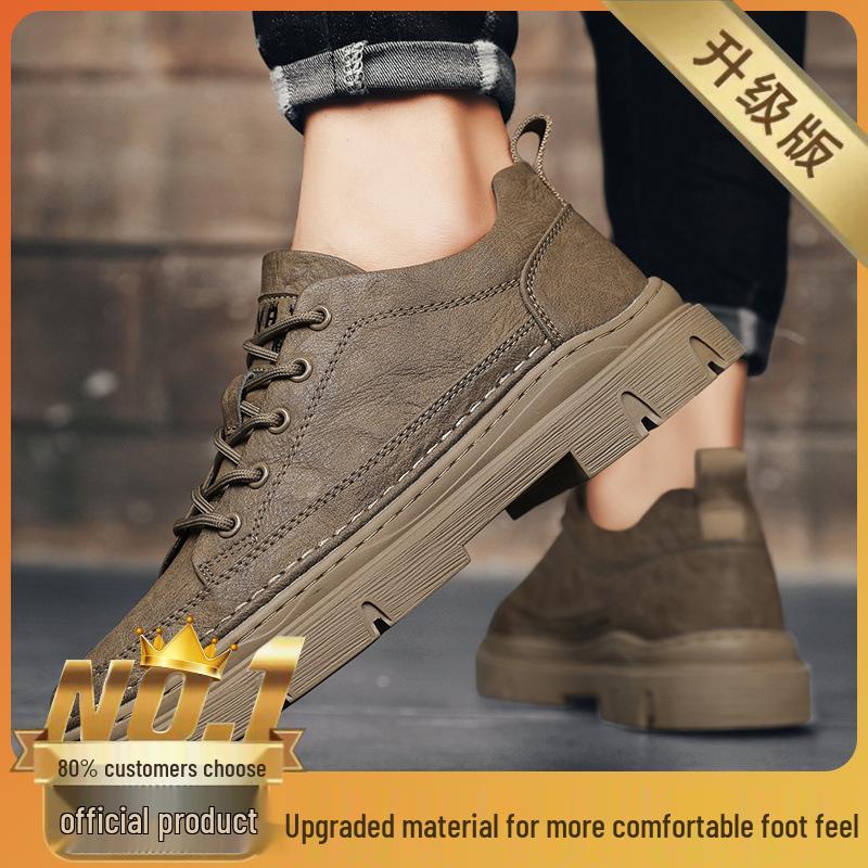 2025 Men's Autumn Leather Low-Top Martin Boots - Soft Sole Casual Workwear Shoes.