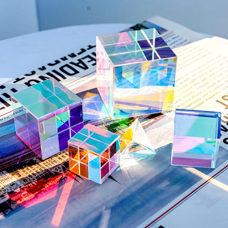 Science Magic Prism Cube 15/20Mm Hexahedral Crystal Magic Cmy Cube 3D Color Cube Prism For Photography