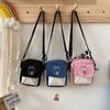 Cartoon Print Fashion Women Shoulder Bag Cute Canvas Bag Girls Phone Purse Patchwork Color Crossbody Bag Female Shopping Handbag