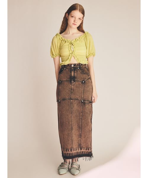 Furfur Ruffle Cut Blouse Lime Women's RWCT252051,