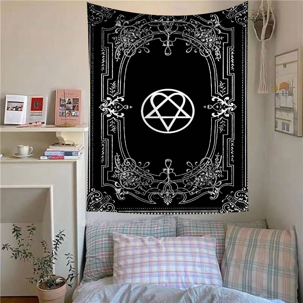 

Rock HhIM Band Hanging Bohemian Tapestry Hanging Tarot Hippie Wall Rugs Dorm Japanese Tapestry 74x94cm(29x37in)