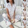 Cherry Print Lace Embroidery Short Sleeve Pajamas Set for Women - Wearable Outdoors