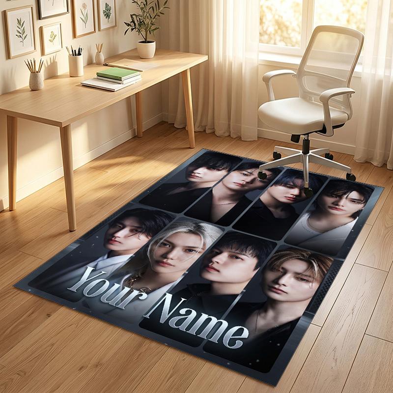 Personalized Crystal Velvet Carpet,Stray Kids Custom Printed Name, Plush Area Rug For Home Indoor Decor