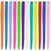 12pcs/pack Rainbow Colored 22 Inch Clip-in Hair Extensions Long Straight Synthetic Hairpieces for Women Girls Party Highlights