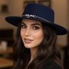 Vintage Western Wide Brim Felt Fedora Hat With Decorative Band For Women And Men